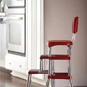 Cosco Retro Counter Chair/Step Stool, Sliding, Red