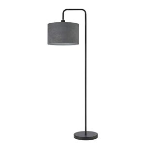 globe electric 67397 barden 58″ floor lamp, black, dark gray velvet shade, on/off socket rotary switch