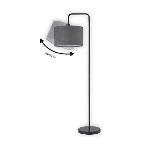 Globe Electric 67397 Barden 58" Floor Lamp, Black, Dark Gray Velvet Shade, On/Off Socket Rotary Switch