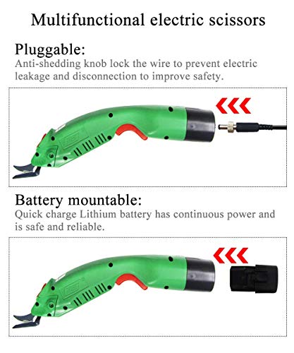 MXBAOHENG WBT-2 Cordless Electric Scissors for Cutting Fabric/Carpet/Sponge/Paperboard Rechargeable Shears Cutter w/ 2 Blades