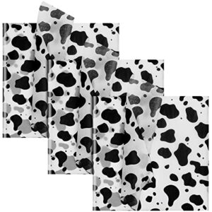 60 sheets 20 x 20 inch cow print tissue paper black and white spots cow paws wrapping paper gift wrap art tissue for gift bags wrapping