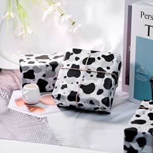 60 Sheets 20 x 20 Inch Cow Print Tissue Paper Black and White Spots Cow Paws Wrapping Paper Gift Wrap Art Tissue for Gift Bags Wrapping