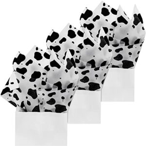 60 Sheets 20 x 20 Inch Cow Print Tissue Paper Black and White Spots Cow Paws Wrapping Paper Gift Wrap Art Tissue for Gift Bags Wrapping