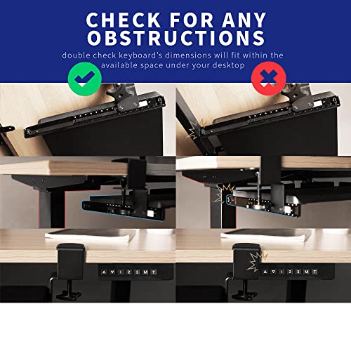 VIVO Large Keyboard Tray Under Desk Pull Out Platform with Pencil Drawer, Extra Sturdy C Clamp Mount, 27 (33 Including Clamps) x 11 inch Slide-Out Tray with Storage Drawer, Black, MOUNT-KB05-4D