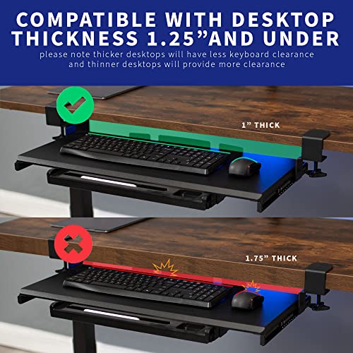 VIVO Large Keyboard Tray Under Desk Pull Out Platform with Pencil Drawer, Extra Sturdy C Clamp Mount, 27 (33 Including Clamps) x 11 inch Slide-Out Tray with Storage Drawer, Black, MOUNT-KB05-4D