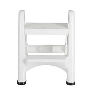 Rubbermaid Two-Step Folding Foot Stool, 14-Inch High, White, 300 Pound Capasity, Small Step Stool for Adults/Kids For Use in Library/Kitchen/Bathroom/Garage/Closet