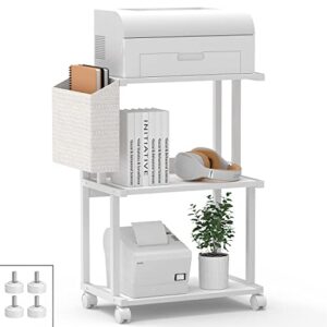 ostreeful 3 tier printer stand modern white printer mobile wooden printer shelf table organizer for home office kitchen
