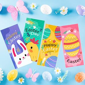 PINWATT 100Pcs Easter Cellophane Treat Bags with Ties, Easter Goodie Candy Gift bags for Kids Egg Hunt Game, Party favor Supplies, (4 Sweet Styles, 11"×5")