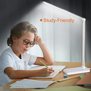 Himigo LED Desk Lamp,Eye-Caring Table Lamps,Stepless Dimmable Office Lamp with USB Charging Port,Touch/Memory/Timer Function,25 Brightness Lighting,Foldable Lamp for Reading,Studying,Working