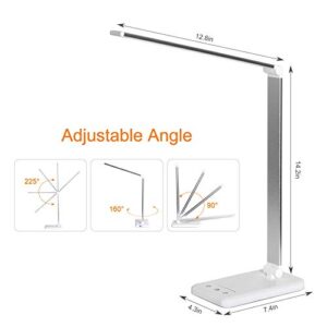 Himigo LED Desk Lamp,Eye-Caring Table Lamps,Stepless Dimmable Office Lamp with USB Charging Port,Touch/Memory/Timer Function,25 Brightness Lighting,Foldable Lamp for Reading,Studying,Working