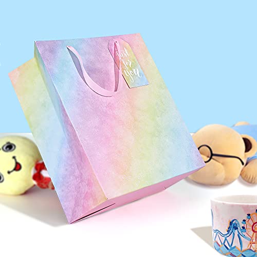 Large Gift Bags with Handles - 4 Packs 10" X 5" X 12" Paper Glitter Colorful Paper Bags with Tissue Paper for Birthdays, Weddings, Anniversaries, Mother's Day, Parties, Baby Shower Goodie Bags¡­