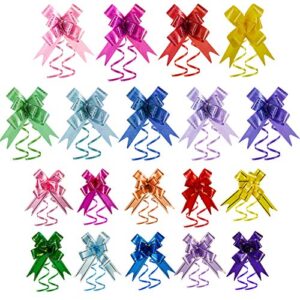 360 pieces ribbon pull bow present basket pull bows knot ribbon present string wrapping bows for christmas new year thanksgiving party ornament, 1.8 cm/ 1.5 cm width, assorted colors
