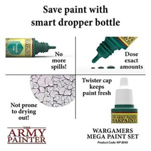 The Army Painter Wargamers Mega Paint Set Bundle with Wet Palette - Miniature Painting Kit with 100 Rustproof Mixing Balls Model Paint Set with 60 Nontoxic Acrylic Paints