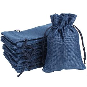 yangboyy burlap bags, 25 packs 5”x7” burlap drawstring gift bag party favor pouch linen jewelry pockets for christmas thanksgiving easter valentine’s day presents arts crafts (5”x7”, navy blue)