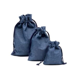 YANGBOYY Burlap Bags, 25 Packs 5''x7'' Burlap Drawstring Gift Bag Party Favor Pouch Linen Jewelry Pockets for Christmas Thanksgiving Easter Valentine's Day Presents Arts Crafts (5''x7'', Navy Blue)