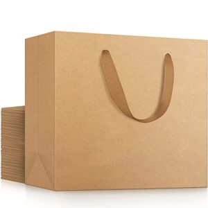 EUSOAR Kraft Paper Gift Wrap Bags, 25pcs Small 10.6"x3.1"x8.3" Reusable Sturdy Heavy Duty Shopping Bags with Handle Bulk, Retail, Boutique, Business,Wedding Party Favor,Grocery,Restaurant Take-Out Bag