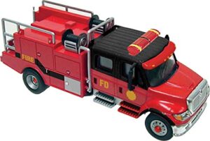 walthers ho scale 1/87 scenemaster international(r) 7600 2-axle crew-cab brush fire truck – assembled – red, black