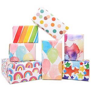 apol gift wrapping paper birthday,rainbow pink folded gift wrap set 20 x 28 inches per sheet (12 sheets: 47 sq. ft. ttl.) w/string and sticker for bridal baby shower wedding graduation and more