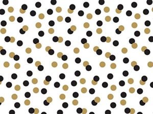 printed tissue paper for gift wrapping with design (black & gold polka dots on white), 24 large sheets (20×30)