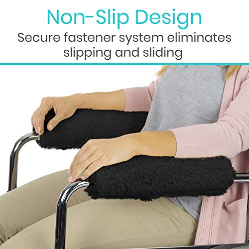 Vive Wheelchair Armrest Cover (Pair) - Memory Foam Sheepskin Pad for Office & Transport Chair - Soft Support Cushion Accessories for Padded Arm Rest, Kids, Adults - Comfort Padding Pressure Relief