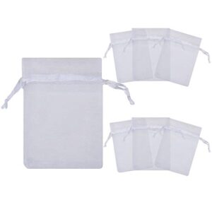 100pcs white organza bags 4×6 inches w/drawstring | accurate sizing, reinforced stitching & crease free sheer organza pouches | ob46 01