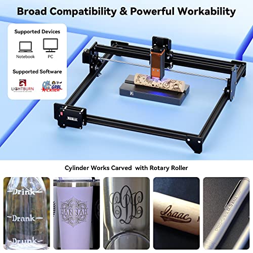 WAINLUX JL3 Laser Engraving Machine for Metal Acrylic Leather, 5W Laser Power Engraver with Spot Compression Technology for Wood Cutting,0.05mm High Precision Laser Cutter, 370*410mm Engraving Area.