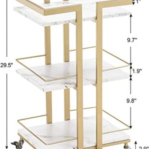 BarberPub Utility Manicure Trolley Metal Storage Rolling Barber Cart with Wheels Multi-Purpose Rack Heavy-Duty Trolley 2033 (White)