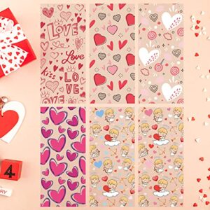 SPERPAND 120 Pieces Valentine Cellophane Gift Bags Plastic Candy Bags with Twist Ties for Valentine, Birthday, Party Favor Supplies