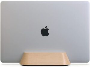 kusovili vertical laptop stand for desk, adjustable vertical laptop holder, natural wood desktop dock for apple macbook pro, surface, lenovo, dell and more (up to 17.3 inches)
