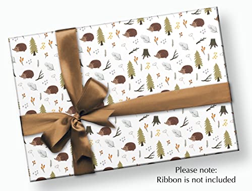 Stesha Party Woodland Wrapping Paper Hedgehog Gift Wrap - Folded Flat 30 x 20 Inch 3 Sheets