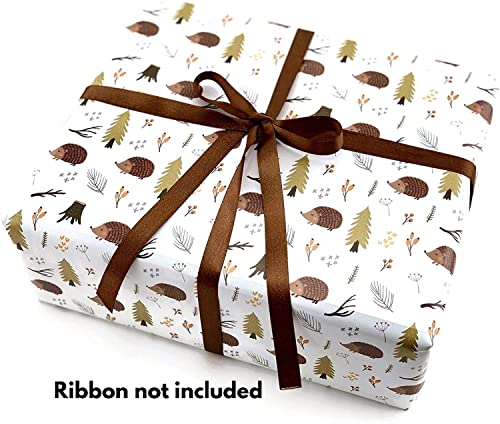 Stesha Party Woodland Wrapping Paper Hedgehog Gift Wrap - Folded Flat 30 x 20 Inch 3 Sheets