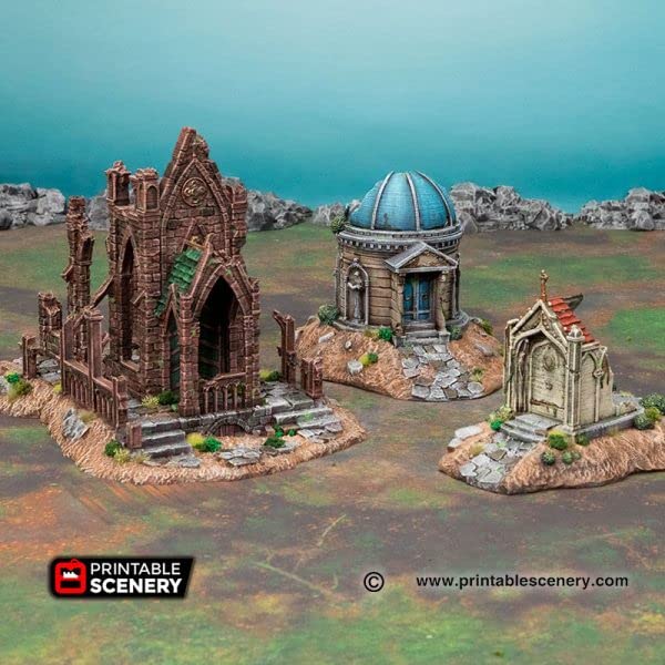 Hallowed Mausoleum by Printable Scenery, 3D Printed Tabletop RPG Scenery and Wargame Terrain 28mm Miniatures