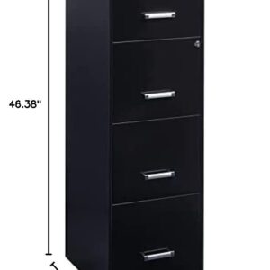 Space Solutions 18" 4 Drawer Metal File Cabinet, Black,