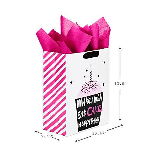 Hallmark Gift Bags Assortment with Tissue Paper - Pink and Black Cupcake, Shoes, Flamingo (Pack of 3: 2 Large 13" and 1 Medium 7" Gift Bags) for Birthdays, Mother's Day, Baby Showers, Bridal Showers