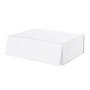 malicplus large gift box 14×9.5×4.5 inches, white gift box with lid, bridesmaid proposal box, sturdy gift box, collapsible gift box with magnetic closure (matte white)
