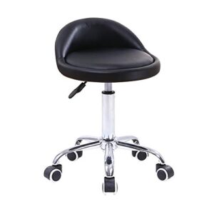 kktoner pu leather round rolling stool with back rest height adjustable swivel drafting work spa task chair with wheels black