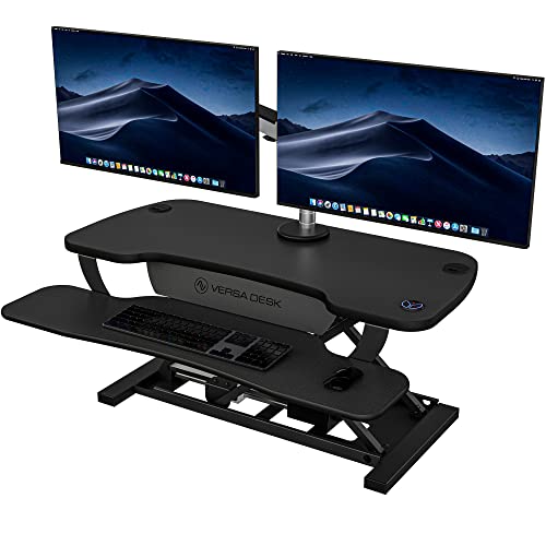 VERSADESK 36 Inch Standing Desk Converter, PowerPro Electric Height Adjustable Desk Riser for Standing or Sitting, with Keyboard Tray, Built-in USB Charging Port, Holds 80 lbs, Black