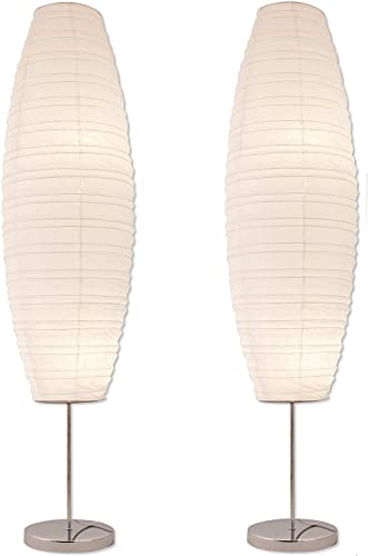 LIGHTACCENTS Diploma Paper Floor Lamp Set of 2 Paper Lamps - Rice Paper Floor Lamps - Paper Floor Lamps for Living Room Fits in Modern Room Decor 50 Inches Tall (Set of 2)