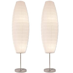 LIGHTACCENTS Diploma Paper Floor Lamp Set of 2 Paper Lamps - Rice Paper Floor Lamps - Paper Floor Lamps for Living Room Fits in Modern Room Decor 50 Inches Tall (Set of 2)