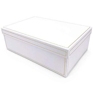 oxfrd & comma luxury gift box, white with gold stitching, large rectangle