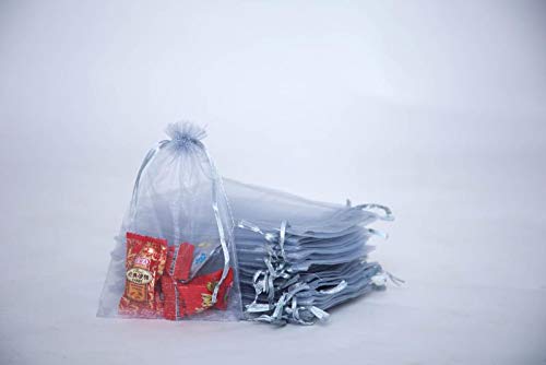 Xin 50pcs 5x7inch(about12.7x17.8cm）transparent drawstring organza bags, jewelry bags, wedding party Christmas gift bags, cosmetics gift bags (grey)