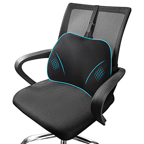 Lumbar Support Pillow for Office Chair for Back Pain Relief - Mini Lumbar Pillow Office Chair Back Support with Height Adjustable Strap - High Density Memory Foam Back Pillow Back Support Office Chair