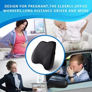 Lumbar Support Pillow for Office Chair for Back Pain Relief - Mini Lumbar Pillow Office Chair Back Support with Height Adjustable Strap - High Density Memory Foam Back Pillow Back Support Office Chair