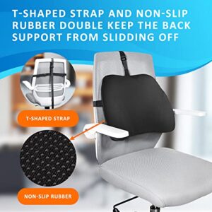 Lumbar Support Pillow for Office Chair for Back Pain Relief - Mini Lumbar Pillow Office Chair Back Support with Height Adjustable Strap - High Density Memory Foam Back Pillow Back Support Office Chair