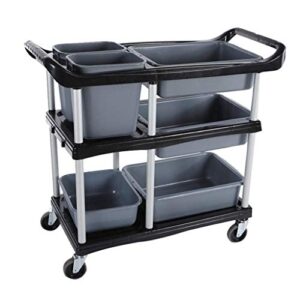 storage cart 3 tier heavy duty commercial grade utility cart,carts with wheels,multi-function mobile shelving unit organizer for hotel,restaurant,kitchen, bedroom,laundry room( size : 88*46.5*94 cm )