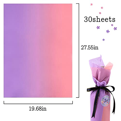 MR FIVE 30 Sheets Pastel Pink Purple Tissue Paper Bulk,20"x 28",Gradient Tissue Paper for Gift Bags,Crafts,Gift Wrapping Tissue Paper for Baby Shower Birthday Weddings Thanksgiving