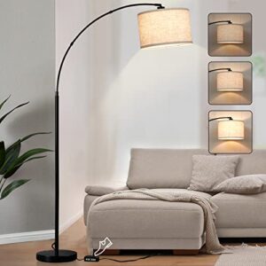 luvkczc dimmable arc floor lamps for living room, tall floor lamps with adjustable hanging shade, modern arc floor lamp with dimmer for bedroom, 8wled bulb include