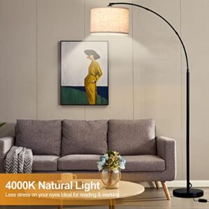 Luvkczc Dimmable Arc Floor Lamps for Living Room, Tall Floor Lamps with Adjustable Hanging Shade, Modern Arc Floor Lamp with Dimmer for Bedroom, 8WLED Bulb Include