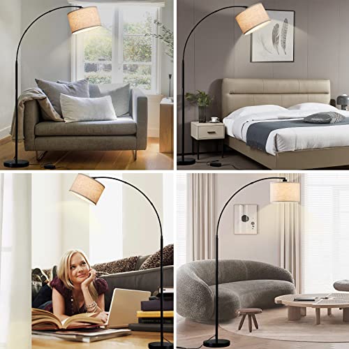 Luvkczc Dimmable Arc Floor Lamps for Living Room, Tall Floor Lamps with Adjustable Hanging Shade, Modern Arc Floor Lamp with Dimmer for Bedroom, 8WLED Bulb Include