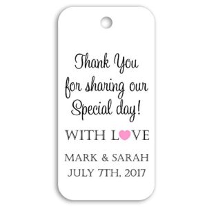 thank you for sharing our special day personalized custom party wedding favor gift bag tags – 1.5″ x 3″ – 30ct